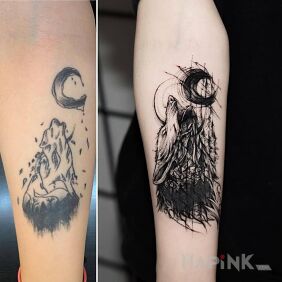 Tattoo Wolf improvement on the forearm motif: animals style: sketch