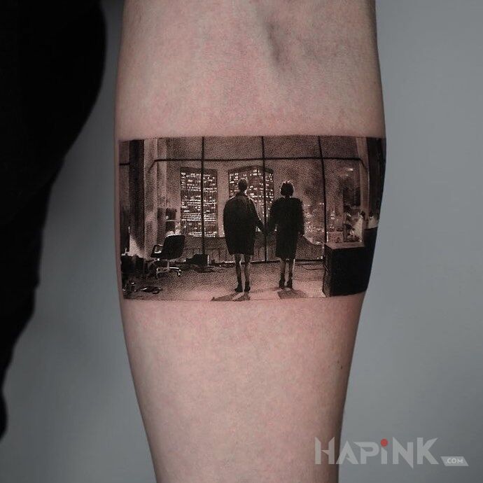 Tattoo Swiat plonie in characters motif and realistic style On the arm