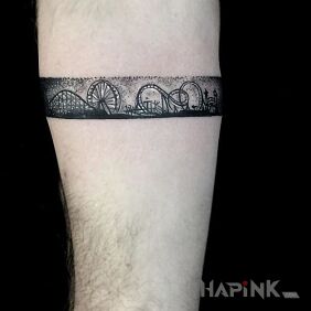 Tattoo Happy town on the forearm motif: other