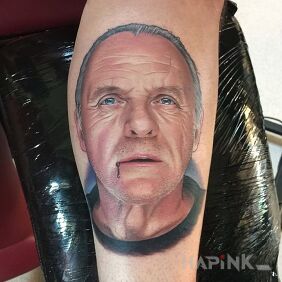Tattoo Hannibal on the forearm motif: characters style: realistic