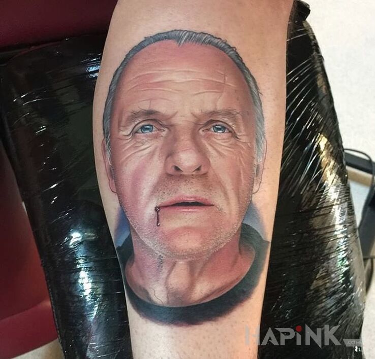 Tattoo Hannibal in characters motif and realistic style on the forearm