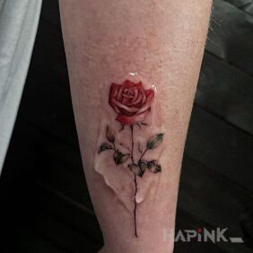Tattoo Rose On the arm motif: colorful style: realistic