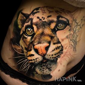 Tattoo Cat from Africa on the buttocks motif: animals style: realistic
