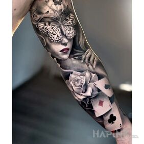 Tattoo Blinded by Butterflies On the arm motif: sleeves style: realistic