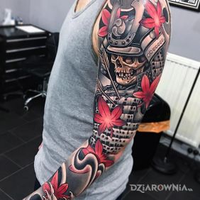 Tatuaż Samuraj na przedramieniu motyw: rękawy styl: japońskie / irezumi