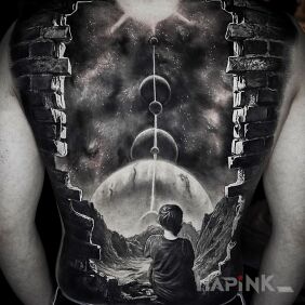 Tattoo Beyond the wall you can see more on the shoulder blades motif: characters style: realistic