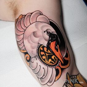 Tattoo Swan on the bicep motif: animals style: neo-traditional