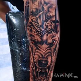Tattoo Patriotic on the forearm motif: animals style: realistic
