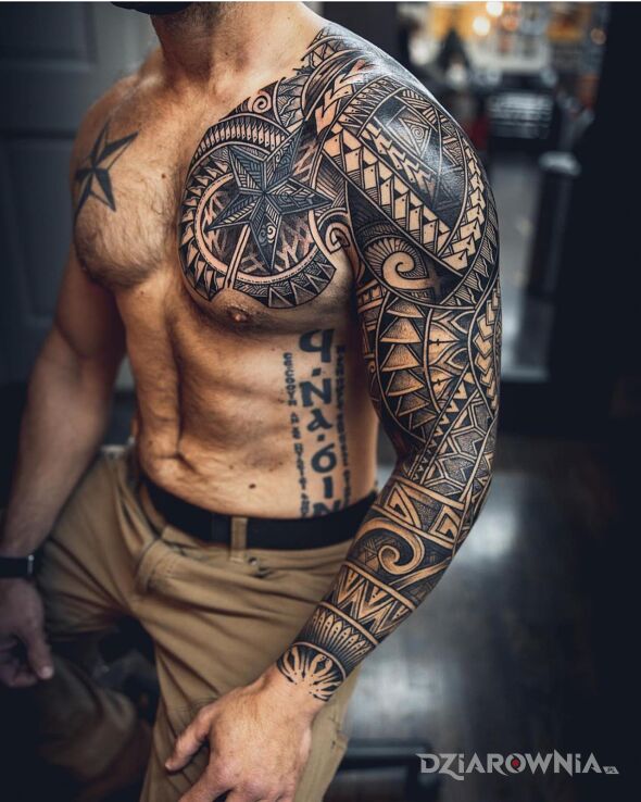 Tatuaż polinezja po mistrzowsku w motywie pozostałe i stylu polinezyjskie na przedramieniu