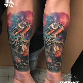 Tattoo Wall-e On the arm motif: colorful style: realistic