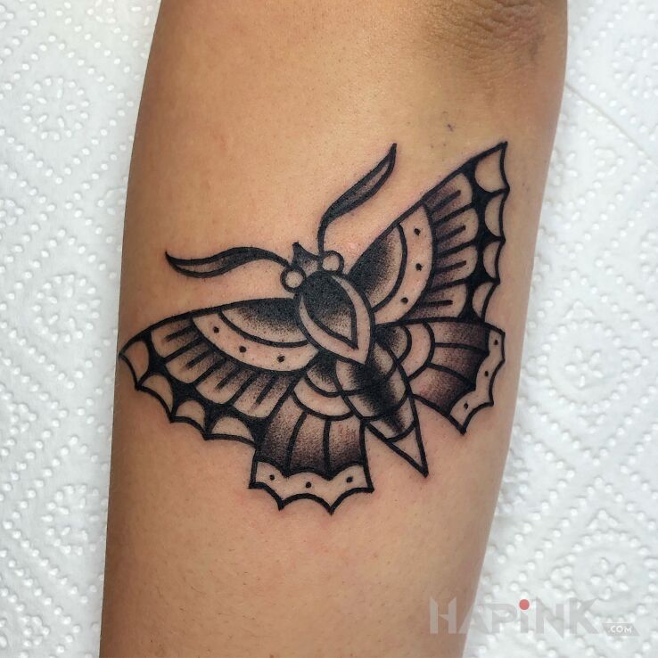 Tattoo Motyl in butterflies motif and oldschool style On the arm
