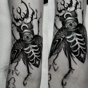 Tattoo Beetle On the arm motif: insects style: graphic / illustrative