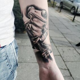 Tattoo Frog On the arm motif: animals style: realistic
