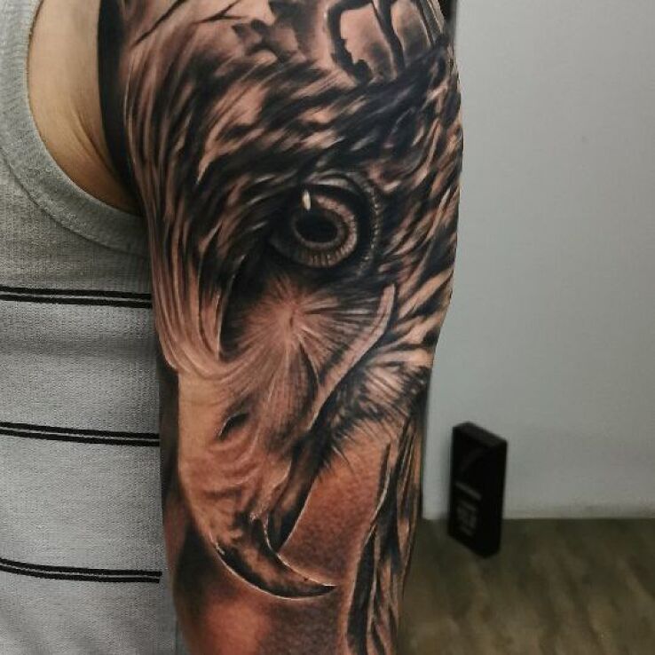 Tatuaż orzeł w motywie zwierzęta i stylu realistyczne na ramieniu