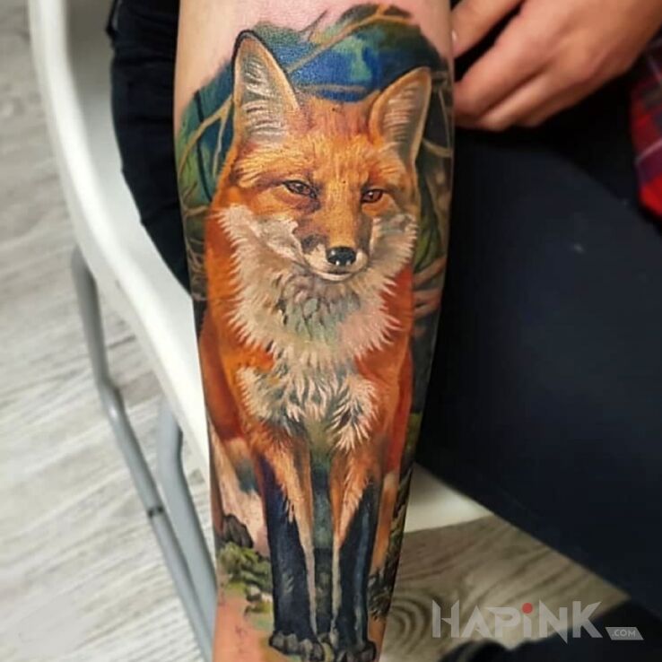 Tattoo Lis in colorful motif and realistic style On the arm