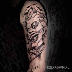 Tatuaż Crazy Joker na ręce motyw: twarze styl: graficzne / ilustracyjne