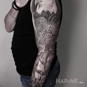 Tattoo Freedom, passion, adventure on the forearm motif: animals style: realistic