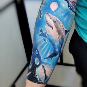 Tattoo Underwater world On the arm motif: animals style: realistic