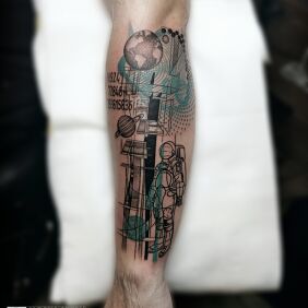 Tattoo Space On the arm motif: characters style: graphic / illustrative