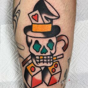 Tattoo Skull / Bones On the arm motif: colorful style: oldschool