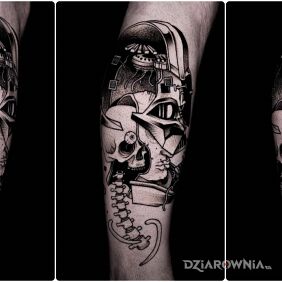 Tatuaż Vader / Star Wars / Gwiezdne Wojny na łydce motyw: mroczne styl: dotwork