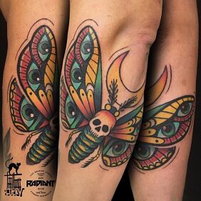 Tattoo Moth On the arm motif: skulls style: newschool