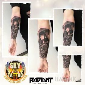 Tattoo Sleeve based on Naruto manga On the arm motif: manga / anime style: graphic / illustrative