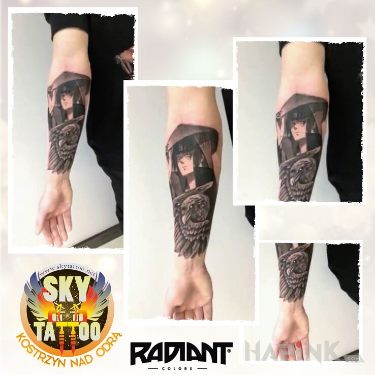 Tattoo Rękaw na podstawie mangi Naruto in animals motif and graphic / illustrative style on the forearm
