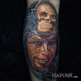Tattoo Warrior on the upper arm motif: 3D style: realistic