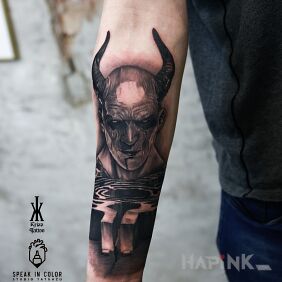 Tattoo Dark Demon or Demonic Darkness? on the forearm motif: dark style: realistic