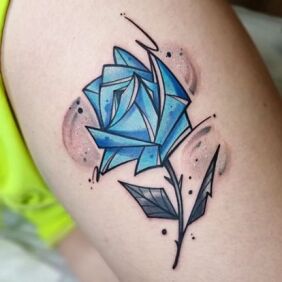Tattoo Little Rose on the thigh motif: flowers style: graphic / illustrative
