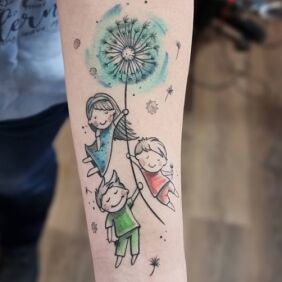 Tattoo My Kids On the arm motif: floral style: graphic / illustrative