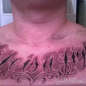 Tattoo Life is a fight on the chest motif: lettering