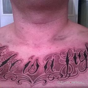 Tatuaż Life is a fight na klatce motyw: napisy