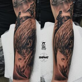 Tattoo Eagle On the arm motif: animals style: realistic