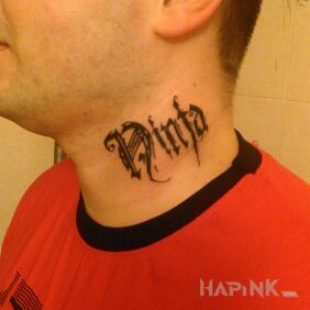 Tattoo Ninja on the neck motif: lettering