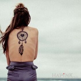 Tattoo Dream catcher on the back motif: sexy