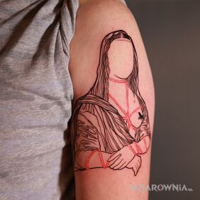 Tatuaż Mona Lisa na ramieniu motyw: postacie styl: graficzne / ilustracyjne