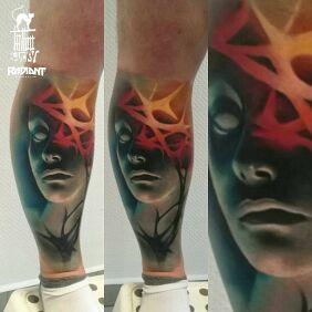 Tattoo Thorns on the tibia motif: faces style: realistic