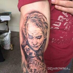 Tatuaż Joker na przedramieniu motyw: twarze styl: realistyczne