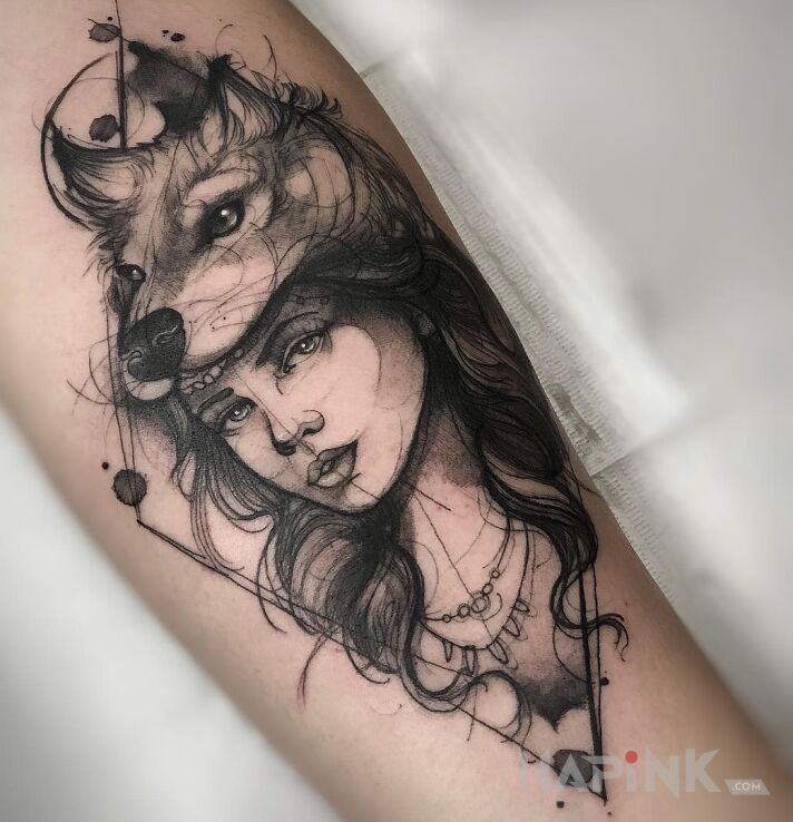 Tattoo Nie tylko realizm in faces motif and graphic / illustrative style On the arm