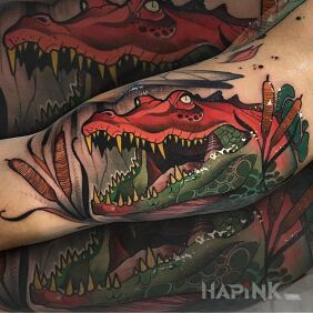 Tattoo Crocodile on the upper arm motif: animals