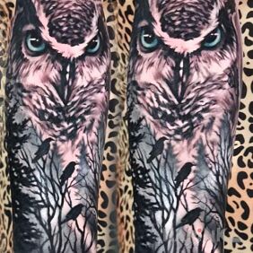 Tattoo Owl on the forearm motif: animals style: realistic