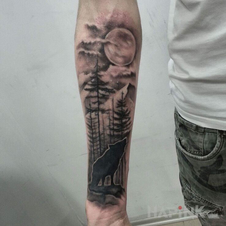 Tattoo Poprawka in animals motif and realistic style on the forearm