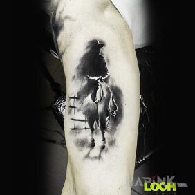 Tattoo Cowboy, or a horse rider :) On the arm motif: characters style: sketch
