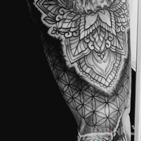 Tattoo Owl, skull mandala On the arm motif: animals style: realistic
