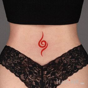 Tattoo Tiny red tribal on the back motif: colorful style: tribal