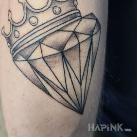 Tattoo Diamond with a crown on the forearm motif: objects style: graphic / illustrative