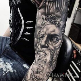 Tattoo Among the angelic hosts on the forearm motif: angels style: realistic