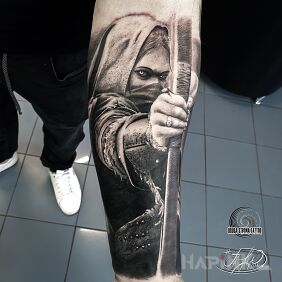 Tattoo Warrior / Archer :D on the forearm motif: 3D style: realistic